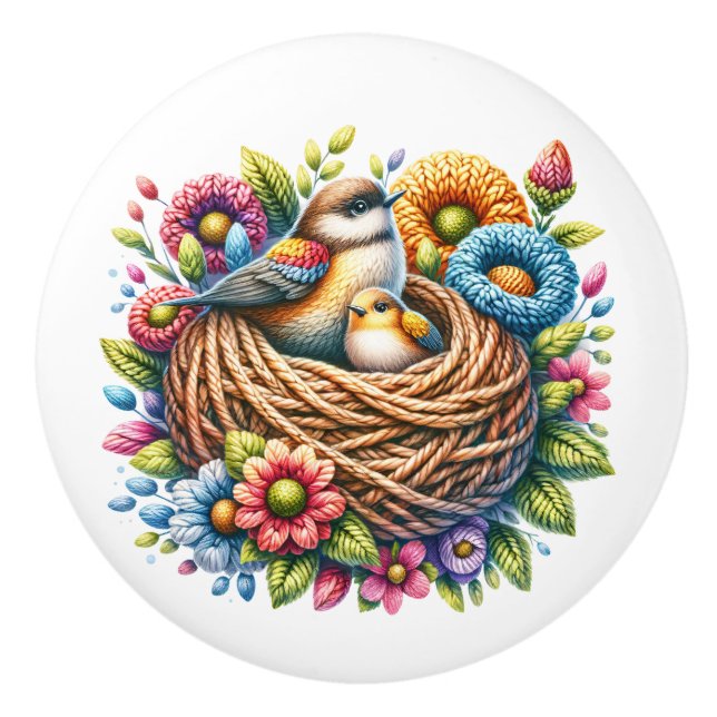 Beautiful Birds  Ceramic Knob (Front)