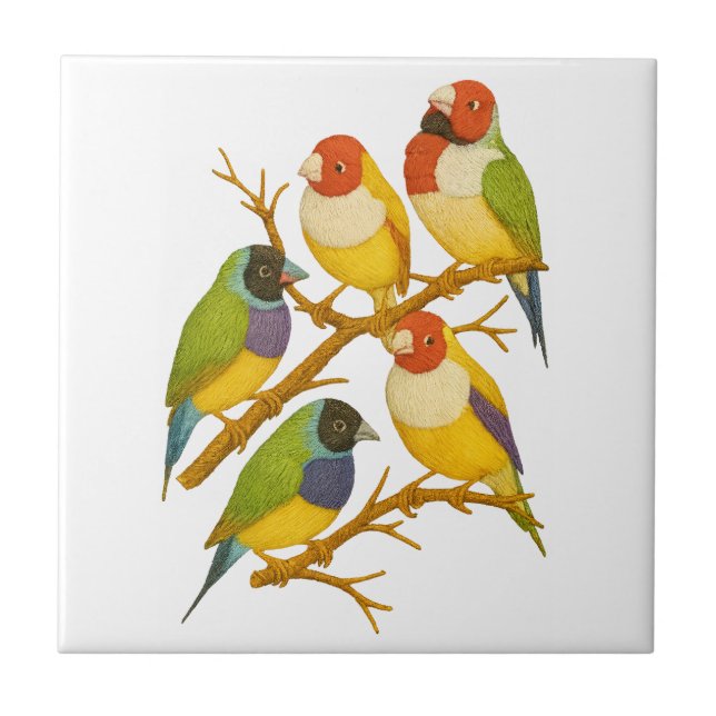 Beautiful birds on the branch tile (Front)