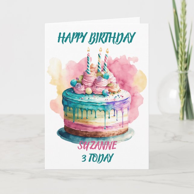 Beautiful Birthday Cake Card (Front)