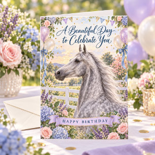 Beautiful Birthday Dapple Grey American Saddlebred Card