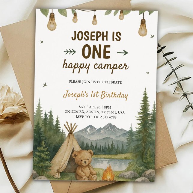 Beautiful birthday Invitation with camping vibe  (Creator Uploaded)