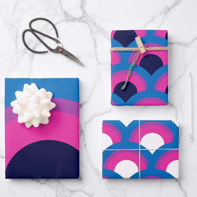 Beautiful Bisexual Pride Flag Rainbow Black Wrapping Paper Sheet (Front)