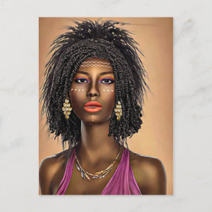 Beautiful Black African Princess Woman Art Postcard