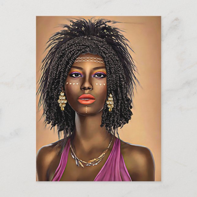Beautiful Black African Princess Woman Art   Postcard (Front)