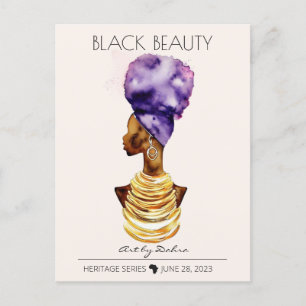 BEAUTIFUL BLACK AFRICAN QUEEN BIG GOLD NECKLACE POSTCARD