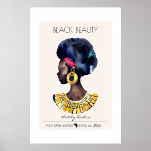 BEAUTIFUL BLACK AFRICAN QUEEN BIG GOLD NECKLACE POSTER