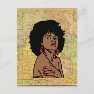 Beautiful black African Woman Africa Map art Postcard