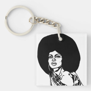 beautiful black african womans face abstract pop key ring
