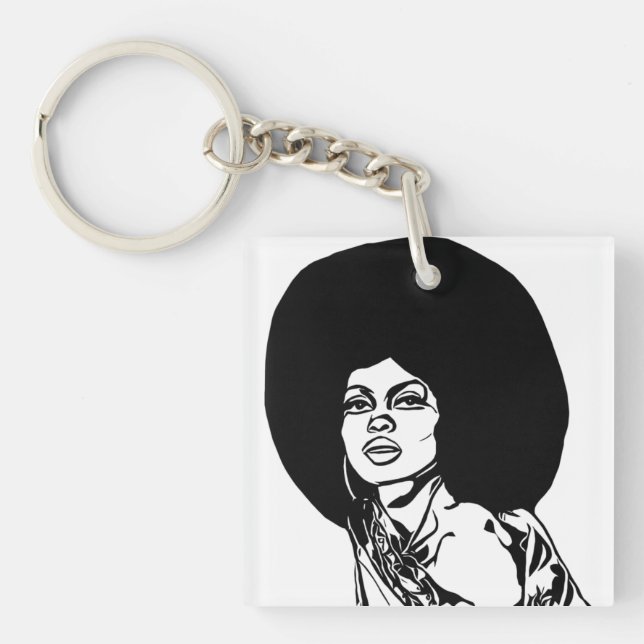 beautiful black african womans face abstract pop key ring (Front)