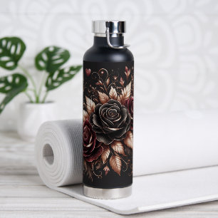 Beautiful Black and Burgundy Roses  Water Bottle