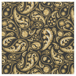 Beautiful Black and Gold Paisley Pattern Fabric