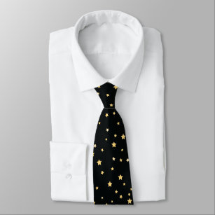 Beautiful Black and Gold Starry Sky Star Pattern Tie