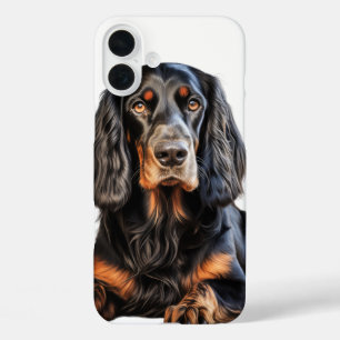 BEAUTIFUL BLACK AND RED GORDON SETTER DOG iPhone 16 PLUS CASE