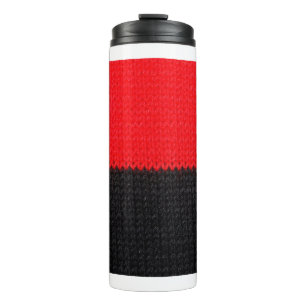 beautiful black and red knitted fabric with drawin thermal tumbler
