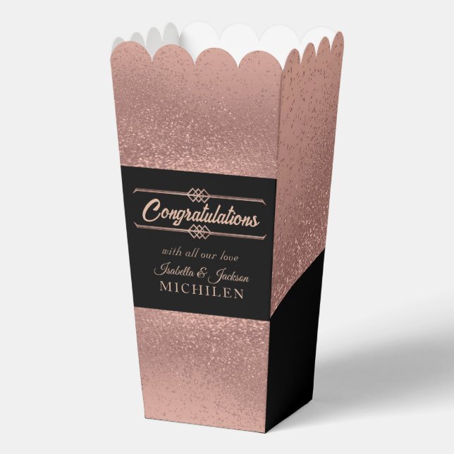 Beautiful Black and Rose Gold Glitter Favour Box (Front)
