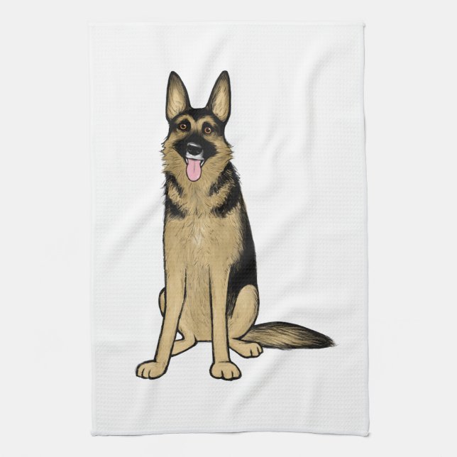 Beautiful Black and Tan German Shepherd Dog Tea Towel (Vertical)