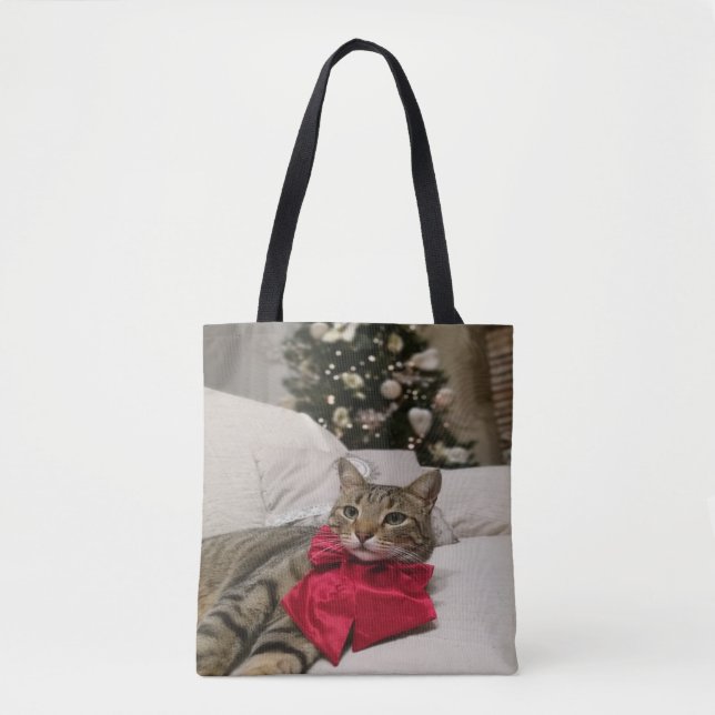 Beautiful Black and White Cat Tote Bag (Front)