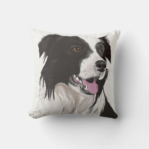 Beautiful Black and White Collie with brown eyes Cushion