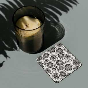 Beautiful black and white Cork Coaster