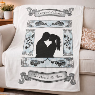 Beautiful Black and White Couple Silhouette Sherpa Blanket
