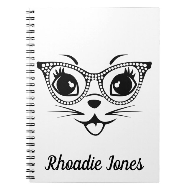Beautiful Black and White Cute cat Notebook (Front)
