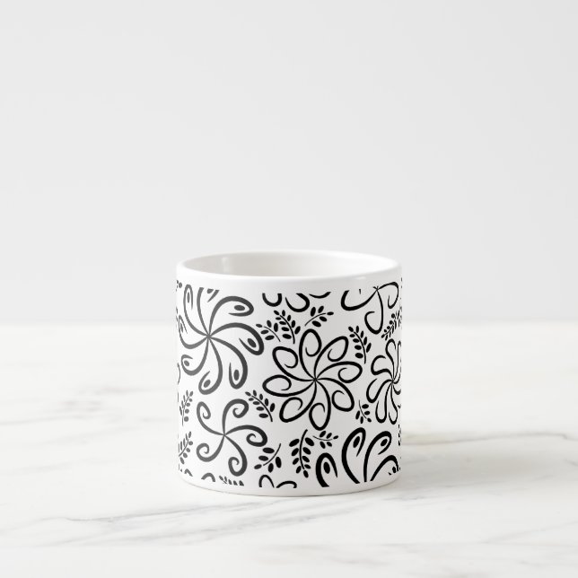Beautiful black and white Espresso Mug (Front)