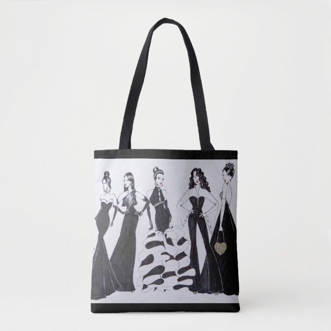 Beautiful Black and white Fashion Tote Bag (Front)