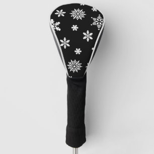 Beautiful Black And White Flowers Golf Head Cover