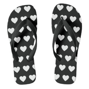Beautiful black and white hearts printed jandals