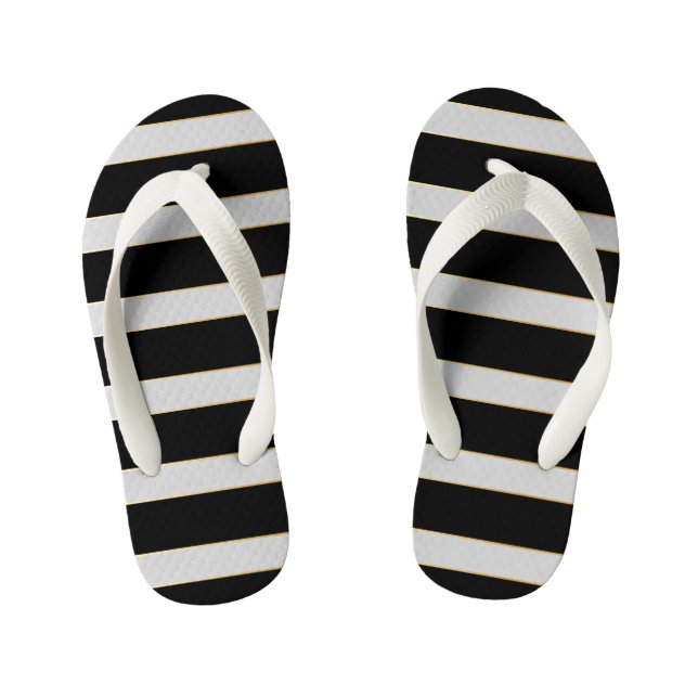 Beautiful Black and White  Kid's Jandals (Footbed)