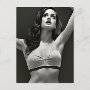 Beautiful Black and White Lady in a Bra Postcard