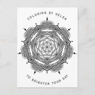   Beautiful Black and White Mandala Adult Colourin Postcard