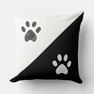 Beautiful Black and White Paws Cushion