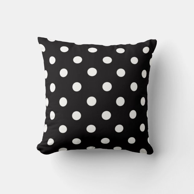 Beautiful Black and White Polka Dots Cushion (Front)