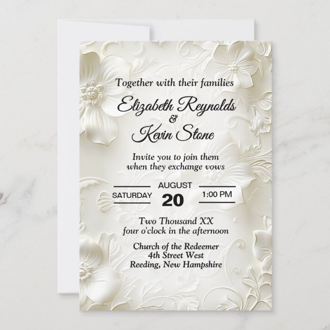 Beautiful Black and White Wedding Invitation (Front)