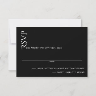 Beautiful Black and White Wedding RSVP Card