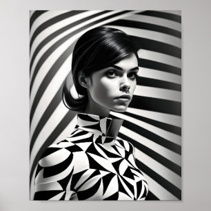 Beautiful Black And White Women Art.Portrait Poster