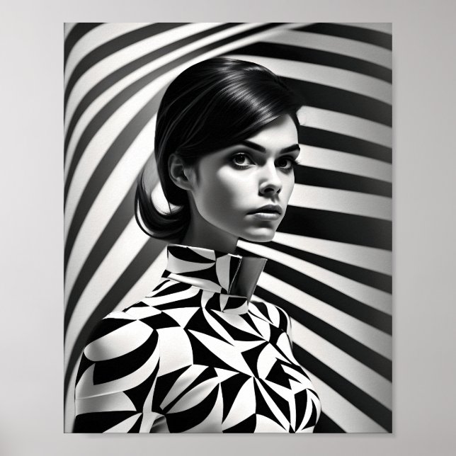 Beautiful Black And White Women Art.Portrait  Poster (Front)