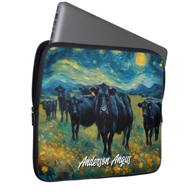 Beautiful Black Angus Cattle Laptop Sleeve (Front Right)