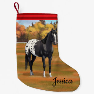 Beautiful Black Appaloosa Quarter Horse Stallion Small Christmas Stocking