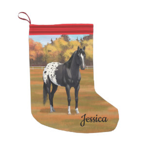 Beautiful Black Appaloosa Quarter Horse Stallion Small Christmas Stocking