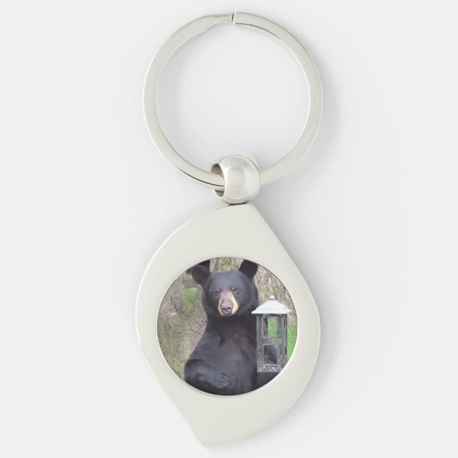 Beautiful Black Bear Enjoying Snack Key Ring (Front)