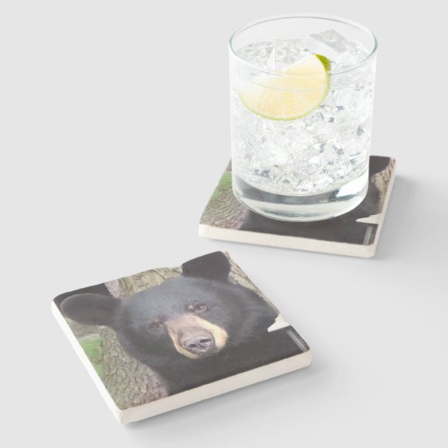 Beautiful Black Bear Stone Coaster (Side)