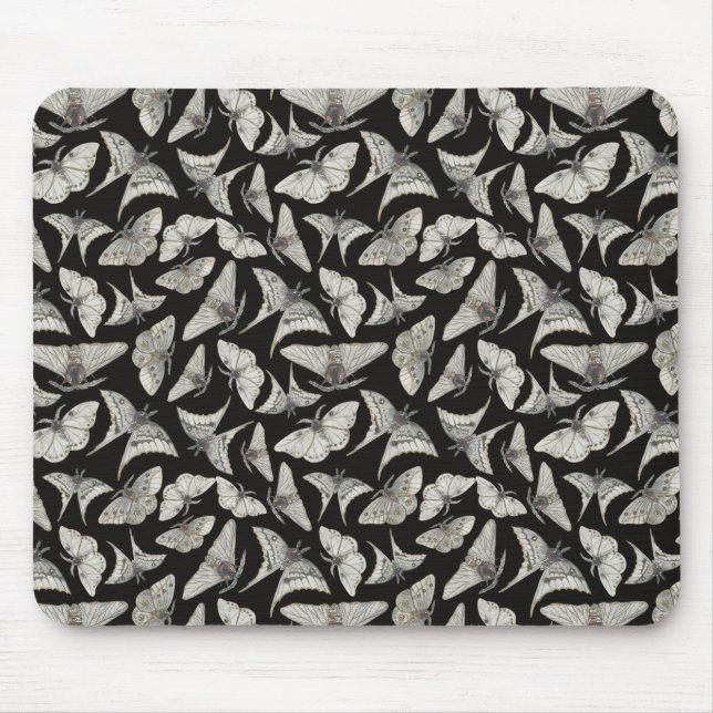 Beautiful Black Beige Moth Butterfly Pattern  Mouse Pad (Front)