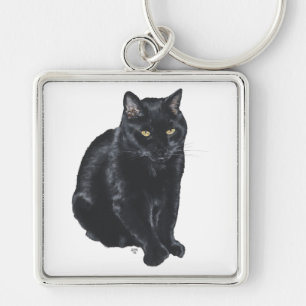 Beautiful Black Cat Key Ring