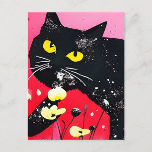 Beautiful Black Cat  Postcard