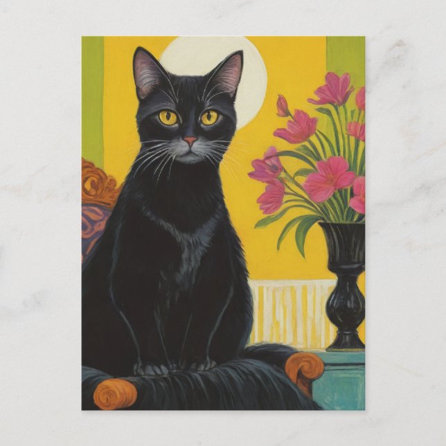 Beautiful Black Cat Postcard (Front)