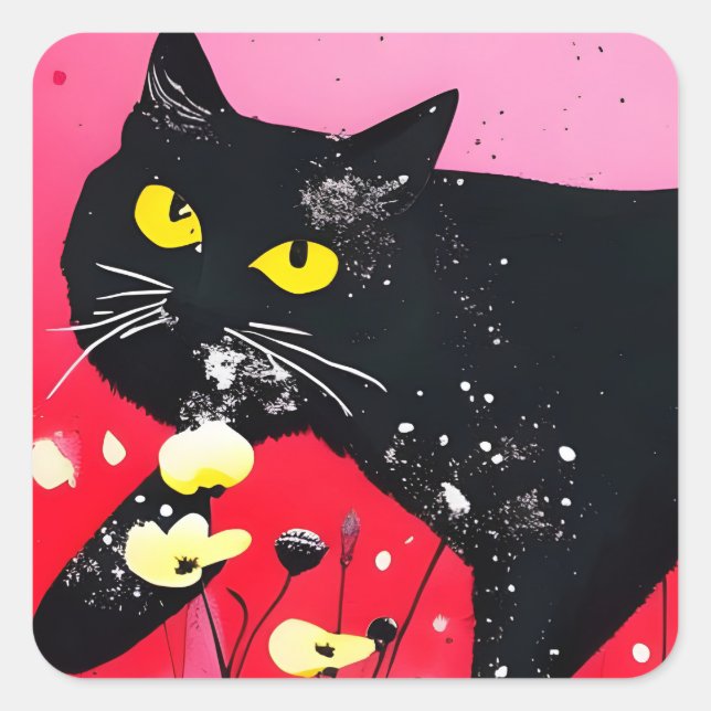 Beautiful Black Cat  Square Sticker (Front)