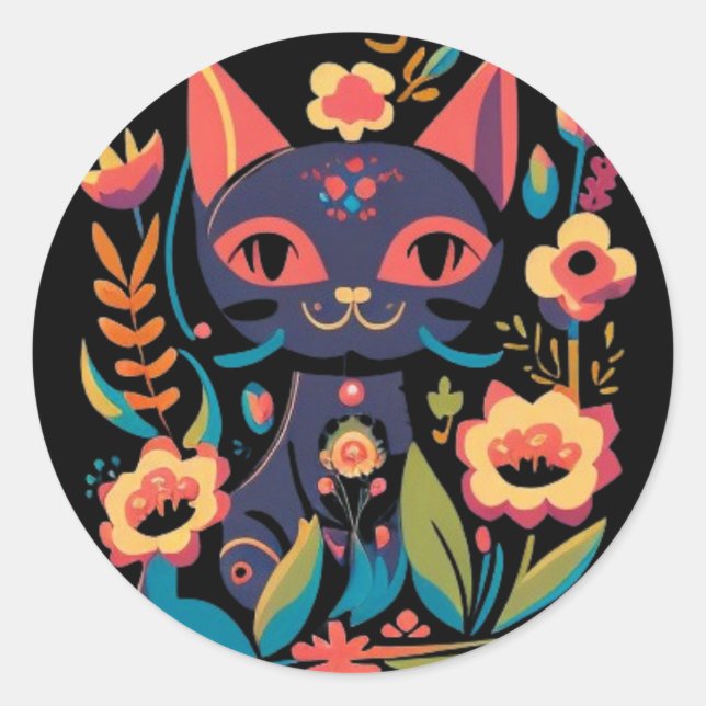 Beautiful Black Cat Sticker  (Front)