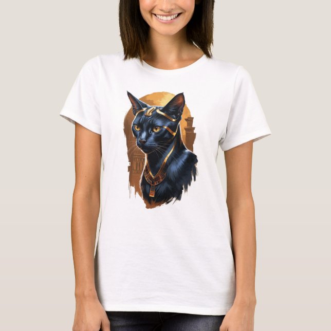 Beautiful black Egyptian Cat T-Shirt (Front)